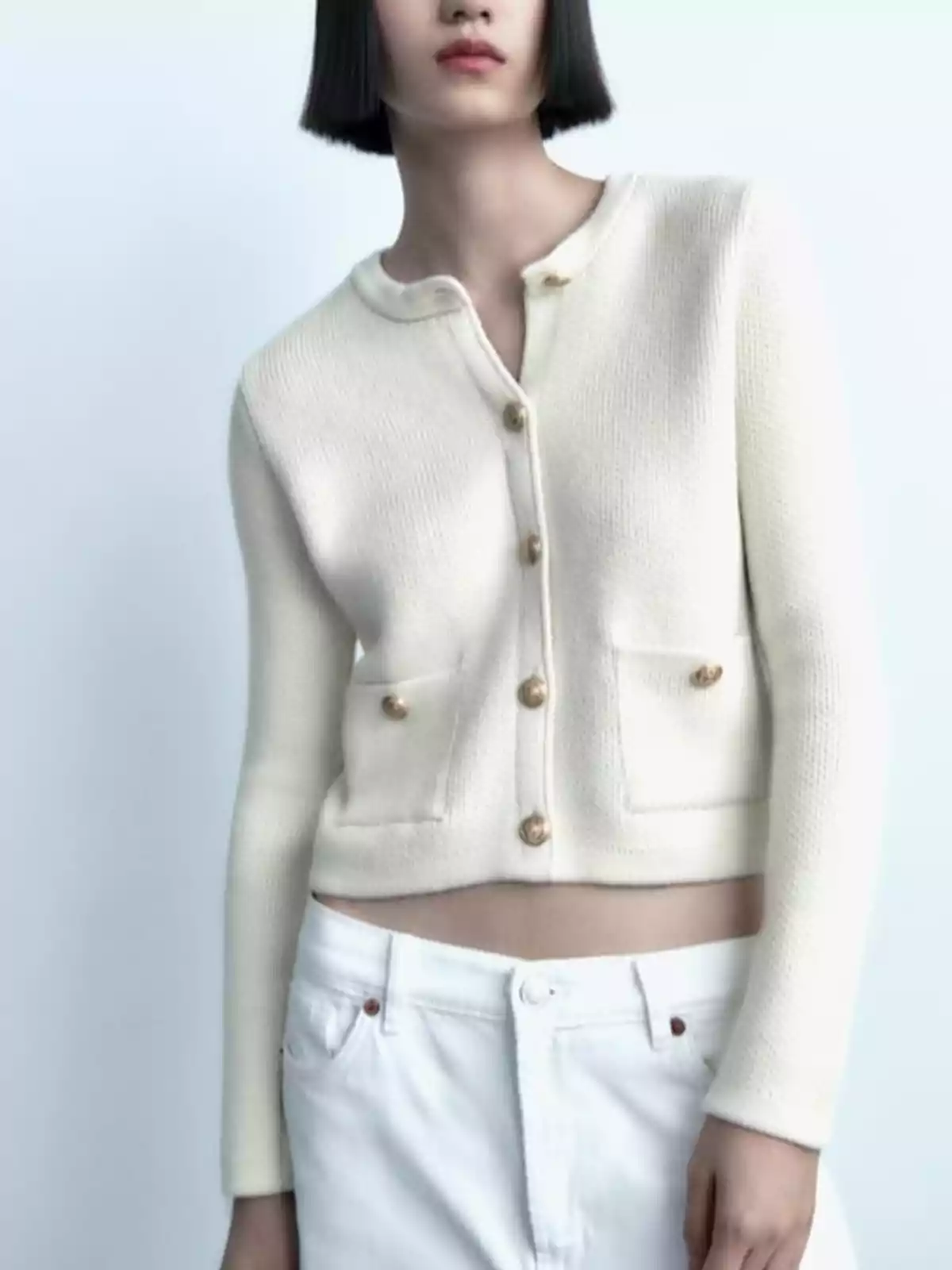chaqueta de punto beige, de Zara chaqueta de punto beige, de Zara