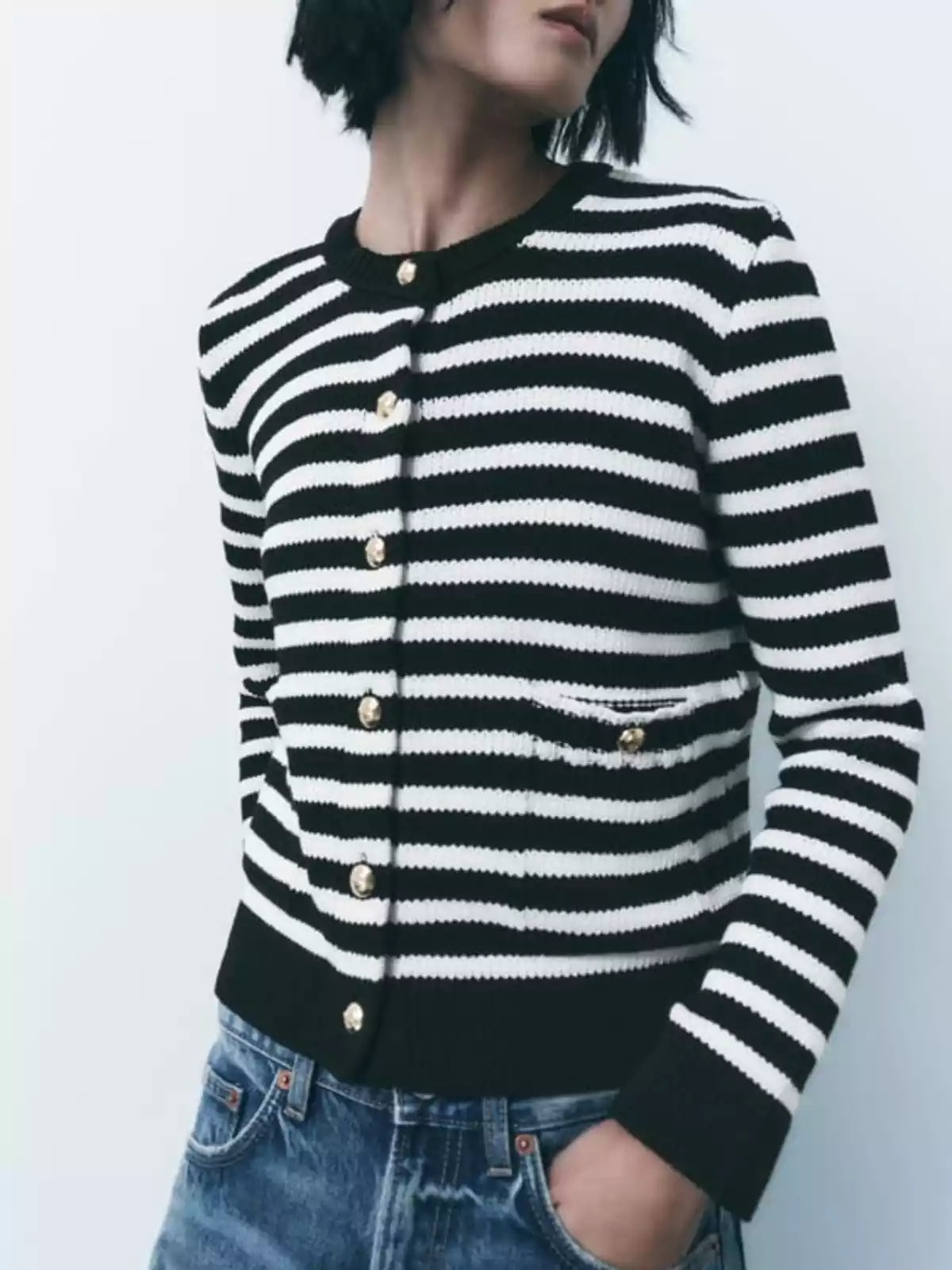 chaqueta punto de rayas, de Zara chaqueta punto de rayas, de Zara