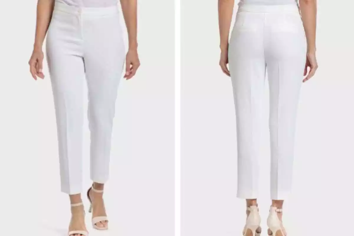 Fotos de un pantalón blanco de Punto Roma por delante y por detrás Fotos de un pantalón blanco de Punto Roma por delante y por detrás