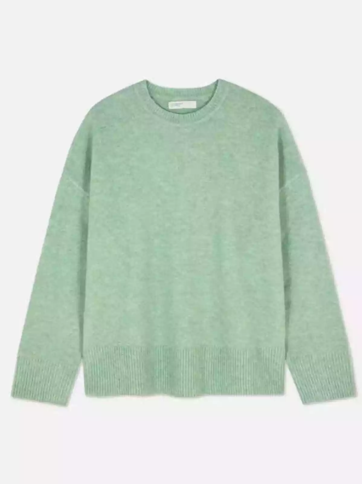 Jersey cuello pico hecho en canalé, color verde agua Jersey cuello pico hecho en canalé, color verde agua