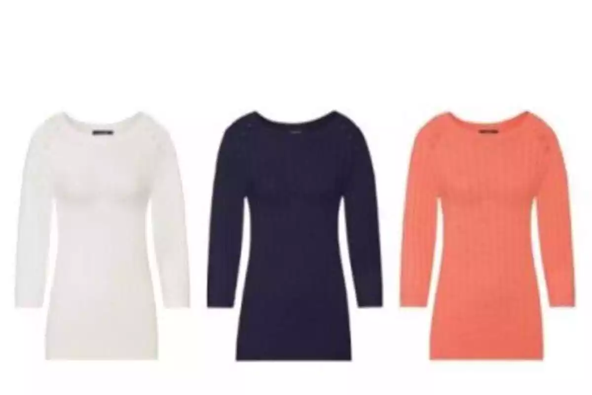 Jerseys de punto fino de Lidl en tres colores: beige, azul y salmón Jerseys de punto fino de Lidl en tres colores: beige, azul y salmón