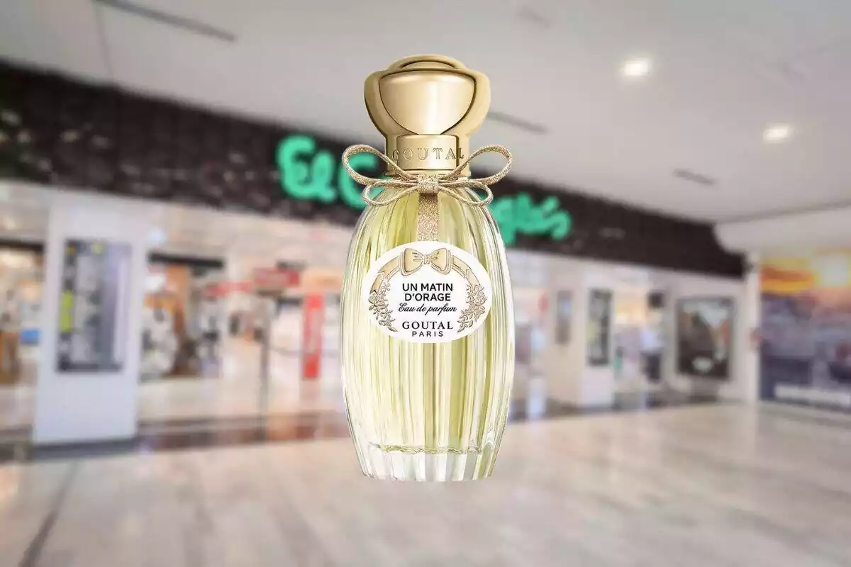 Foto fachada El Corte Inglés desenfocada y superpuesta foto del perfume Un Matin D´Orage Foto fachada El Corte Inglés desenfocada y superpuesta foto del perfume Un Matin D´Orage