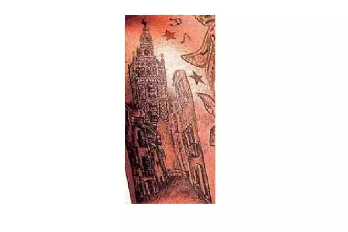Foto de un tatuaje de Sergio Ramos de la Giralda de Sevilla Foto de un tatuaje de Sergio Ramos de la Giralda de Sevilla